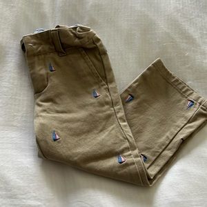 Janie & Jack khaki pants with sailboats printed on them.  Size 2T.
